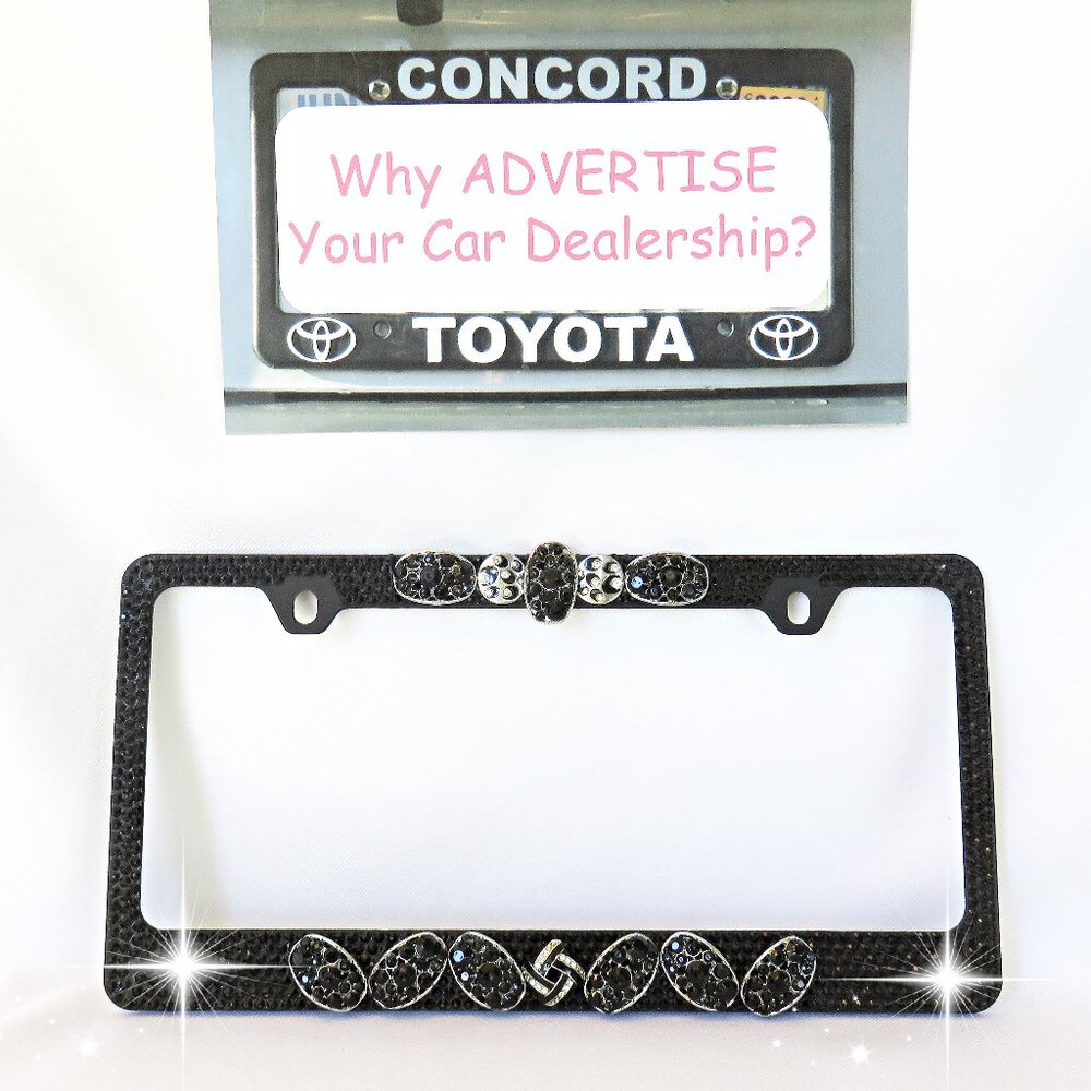 Black Rhinestone License Plate Frame New....726